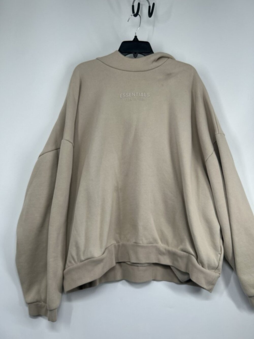 Fear of God Essentials Pullover beige stained Hoodie Logo Hooded Pockets XXL